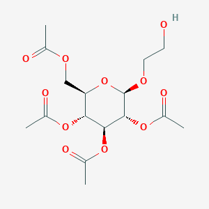 molecular formula C16H24O11 B8099531 (2R,3R,4S,5R,6R)-2-(Acetoxymethyl)-6-(2-hydroxyethoxy)tetrahydro-2H-pyran-3,4,5-triyl triacetate 