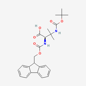 molecular formula C25H30N2O6 B8099563 (R)-2-((((9H-Fluoren-9-yl)methoxy)carbonyl)amino)-3-((tert-butoxycarbonyl)amino)-3-methylbutanoic acid 