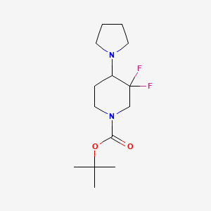 molecular formula C14H24F2N2O2 B8099608 Tert-butyl 3,3-difluoro-4-(pyrrolidin-1-yl)piperidine-1-carboxylate 