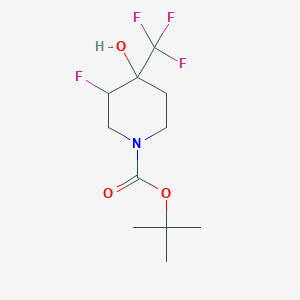 molecular formula C11H17F4NO3 B8099611 Tert-butyl 3-fluoro-4-hydroxy-4-(trifluoromethyl)piperidine-1-carboxylate 