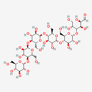 molecular formula C36H62O31 B8099694 (2R,3R,5R)-4-[(2R,3R,4R,5S,6R)-5-[(2R,3R,4R,5S,6R)-5-[(2R,3R,4R,5S,6R)-5-[(2R,3R,4R,5S,6R)-3,4-dihydroxy-6-(hydroxymethyl)-5-[(2R,3R,4S,5S,6R)-3,4,5-trihydroxy-6-(hydroxymethyl)oxan-2-yl]oxyoxan-2-yl]oxy-3,4-dihydroxy-6-(hydroxymethyl)oxan-2-yl]oxy-3,4-dihydroxy-6-(hydroxymethyl)oxan-2-yl]oxy-3,4-dihydroxy-6-(hydroxymethyl)oxan-2-yl]oxy-2,3,5,6-tetrahydroxyhexanal 