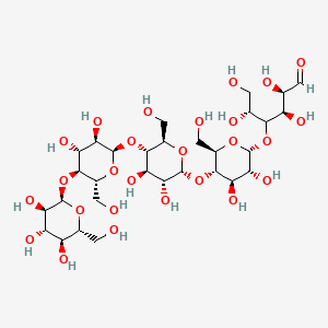molecular formula C30H52O26 B8099701 (2R,3R,5R)-4-[(2R,3R,4R,5S,6R)-5-[(2R,3R,4R,5S,6R)-5-[(2R,3R,4R,5S,6R)-3,4-dihydroxy-6-(hydroxymethyl)-5-[(2R,3R,4S,5S,6R)-3,4,5-trihydroxy-6-(hydroxymethyl)oxan-2-yl]oxyoxan-2-yl]oxy-3,4-dihydroxy-6-(hydroxymethyl)oxan-2-yl]oxy-3,4-dihydroxy-6-(hydroxymethyl)oxan-2-yl]oxy-2,3,5,6-tetrahydroxyhexanal 