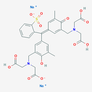 molecular formula C31H30N2Na2O13S B8099733 disodium;2-[[5-[(E)-[3-[[bis(carboxymethyl)amino]methyl]-5-methyl-4-oxocyclohexa-2,5-dien-1-ylidene]-(2-sulfonatophenyl)methyl]-2-hydroxy-3-methylphenyl]methyl-(carboxymethyl)amino]acetate 