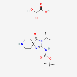 molecular formula C17H28N4O7 B8099965 (E)-tert-Butyl (3-isopropyl-4-oxo-1,3,8-triazaspiro[4.5]decan-2-ylidene)carbamate oxalate 