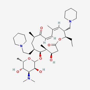 molecular formula C41H71N3O8 B8099970 (4R,5S,6S,7R,9R,11Z,13Z,15R,16R)-6-[(3S,4S,5S,6S)-4-(dimethylamino)-3,5-dihydroxy-6-methyloxan-2-yl]oxy-16-ethyl-4-hydroxy-5,9,13-trimethyl-7-(2-piperidin-1-ylethyl)-15-(piperidin-1-ylmethyl)-1-oxacyclohexadeca-11,13-diene-2,10-dione 