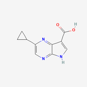 molecular formula C10H9N3O2 B8099974 2-cyclopropyl-5H-pyrrolo[2,3-b]pyrazine-7-carboxylic acid 