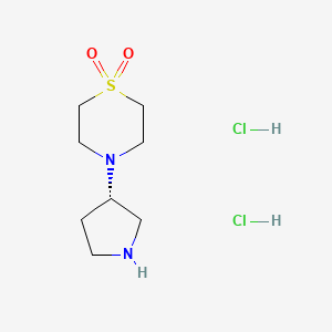molecular formula C8H18Cl2N2O2S B8100052 (S)-4-(Pyrrolidin-3-yl)thiomorpholine 1,1-dioxide dihydrochloride 