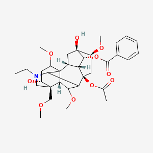 molecular formula C34H47NO10 B8100113 [(2R,3R,4R,5S,6S,8R,13R,14R,16S,17S,18R)-8-acetyloxy-11-ethyl-5,14-dihydroxy-6,16,18-trimethoxy-13-(methoxymethyl)-11-azahexacyclo[7.7.2.12,5.01,10.03,8.013,17]nonadecan-4-yl] benzoate 