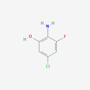 molecular formula C6H5ClFNO B8100121 2-Amino-5-chloro-3-fluorophenol 