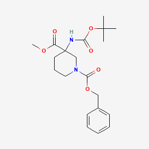 molecular formula C20H28N2O6 B8100126 1-Benzyl 3-methyl 3-((tert-butoxycarbonyl)amino)piperidine-1,3-dicarboxylate 