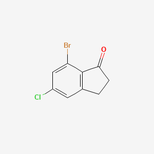 molecular formula C9H6BrClO B8100132 7-Bromo-5-chloro-2,3-dihydro-1H-inden-1-one 