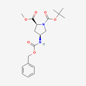 molecular formula C19H26N2O6 B8100153 (2S,4S)-1-tert-Butyl 2-methyl 4-(((benzyloxy)carbonyl)amino)pyrrolidine-1,2-dicarboxylate 
