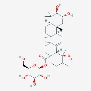 molecular formula C36H58O10 B8100161 [(2S,3R,4S,5S,6R)-3,4,5-trihydroxy-6-(hydroxymethyl)oxan-2-yl] (1R,6aR,8aR,10R,11R,12aR,14bS)-1,10,11-trihydroxy-1,2,6a,6b,9,9,12a-heptamethyl-2,3,4,5,6,6a,7,8,8a,10,11,12,13,14b-tetradecahydropicene-4a-carboxylate 