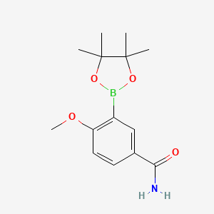 molecular formula C14H20BNO4 B8100221 4-methoxy-3-(4,4,5,5-tetramethyl-1,3,2-dioxaborolan-2-yl)Benzamide 