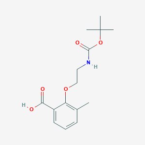 molecular formula C15H21NO5 B8100293 2-(2-((tert-Butoxycarbonyl)amino)ethoxy)-3-methylbenzoic acid 
