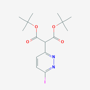 molecular formula C15H21IN2O4 B8100325 Di-tert-butyl 2-(6-iodopyridazin-3-yl)malonate 
