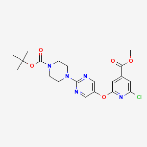 molecular formula C20H24ClN5O5 B8100334 1-Piperazinecarboxylic acid, 4-[5-[[6-chloro-4-(methoxycarbonyl)-2-pyridinyl]oxy]-2-pyrimidinyl]-, 1,1-dimethylethyl ester 