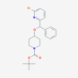 molecular formula C22H27BrN2O3 B8100340 Tert-butyl 4-((6-bromopyridin-2-yl)(phenyl)methoxy)piperidine-1-carboxylate 