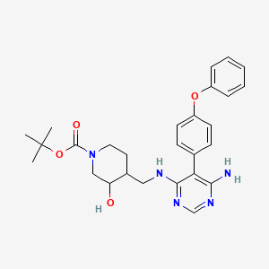 molecular formula C27H33N5O4 B8100343 tert-Butyl 4-(((6-amino-5-(4-phenoxyphenyl)pyrimidin-4-yl)amino)methyl)-3-hydroxypiperidine-1-carboxylate 