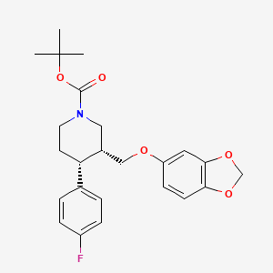molecular formula C24H28FNO5 B8100346 (3R,4R)-tert-butyl 3-((benzo[d][1,3]dioxol-5-yloxy)methyl)-4-(4-fluorophenyl)piperidine-1-carboxylate 