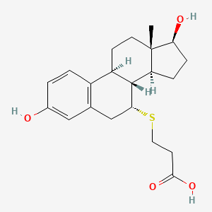 molecular formula C21H28O4S B8100394 3-(((7R,8R,9S,13S,14S,17S)-3,17-Dihydroxy-13-methyl-7,8,9,11,12,13,14,15,16,17-decahydro-6H-cyclopenta[a]phenanthren-7-yl)thio)propanoic acid 
