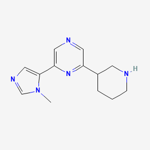 molecular formula C13H17N5 B8100465 2-(1-methyl-1H-imidazol-5-yl)-6-(piperidin-3-yl)pyrazine 