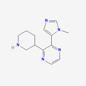 molecular formula C13H17N5 B8100468 2-(1-methyl-1H-imidazol-5-yl)-3-(piperidin-3-yl)pyrazine 