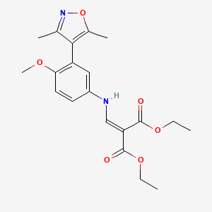 molecular formula C20H24N2O6 B8100503 Diethyl({[3-(3,5-dimethyl-4-isoxazolyl)-4-(methyloxy)phenyl]amino}methylidene)propanedioate 
