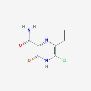 molecular formula C7H8ClN3O2 B8100523 5-Chloro-6-ethyl-3-hydroxypyrazine-2-carboxamide 