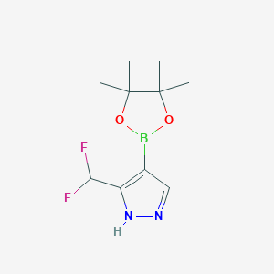 molecular formula C10H15BF2N2O2 B8100595 3-(Difluoromethyl)-4-(4,4,5,5-tetramethyl-1,3,2-dioxaborolan-2-yl)-1H-pyrazole 