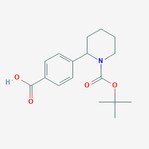 molecular formula C17H23NO4 B8100606 4-(1-(tert-Butoxycarbonyl)piperidin-2-yl)benzoic acid 