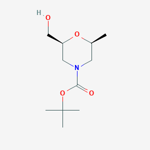 molecular formula C11H21NO4 B8100722 叔丁基(2S,6S)-2-(羟甲基)-6-甲基吗啉-4-羧酸酯 