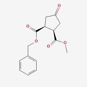 molecular formula C15H16O5 B8100758 1-Benzyl 2-methyl (1S,2R)-4-oxocyclopentane-1,2-dicarboxylate 