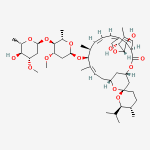molecular formula C47H72O14 B8100799 (1R,4S,5'S,6R,6'R,8R,10Z,12S,13S,14Z,16Z,20R,21R,24S)-21,24-dihydroxy-12-[(2R,4S,5S,6S)-5-[(2S,4S,5S,6S)-5-hydroxy-4-methoxy-6-methyloxan-2-yl]oxy-4-methoxy-6-methyloxan-2-yl]oxy-5',11,13,22-tetramethyl-6'-propan-2-ylspiro[3,7,19-trioxatetracyclo[15.6.1.14,8.020,24]pentacosa-10,14,16,22-tetraene-6,2'-oxane]-2-one 
