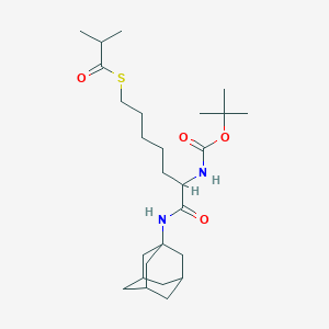 molecular formula C26H44N2O4S B8100820 2-Methylpropanethioicacid-S-[(6S)-6-[[(1,1-dimethylethoxy)carbonyl]amino]-7-oxo-7-(tricyclo[3.3.1.13,7]dec-1-ylamino)heptyl]ester 