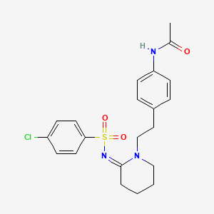 (Z)-N-(4-(2-(2-(((4-chlorophenyl)sulfonyl)imino)piperidin-1-yl)ethyl)phenyl)acetamide