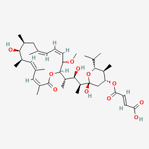 molecular formula C39H60O11 B8100868 2E-butenedioicacid-1-[(2R,4R,5S,6R)-tetrahydro-2-hydroxy-2-[(1S,2R,3S)-2-hydroxy-3-[(2R,3S,4E,6E,9S,10S,11R,12E,14E)-10-hydroxy-3-methoxy-7,9,11,13,15-pentamethyl-16-oxooxacyclohexadeca-4,6,12,14-tetraen-2-yl]-1-methylbutyl]-5-methyl-6-(1-methylethyl)-2H-pyran-4-yl]ester 