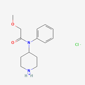 molecular formula C14H21ClN2O2 B8100891 2-methoxy-N-phenyl-N-piperidin-1-ium-4-ylacetamide;chloride 