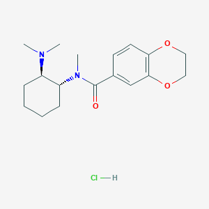 molecular formula C18H27ClN2O3 B8100915 trans-N-2-(dimethylamino)cyclohexyl)-N-methyl-2,3-dihydrobenzo[b][1,4]dioxine-6-carboxamide,monohydrochloride CAS No. 2749619-09-6