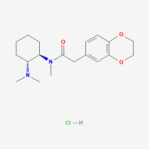 molecular formula C19H29ClN2O3 B8100921 trans-2-(2,3-dihydrobenzo[b][1,4]dioxin-6-yl)-N-2-(dimethylamino)cyclohexyl)-N-methylacetamide,monohydrochloride CAS No. 2748623-92-7