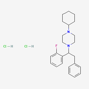 molecular formula C24H33Cl2FN2 B8100940 1-环己基-4-(1-(2-氟苯基)-2-苯乙基)哌嗪，二盐酸盐 CAS No. 2748592-60-9