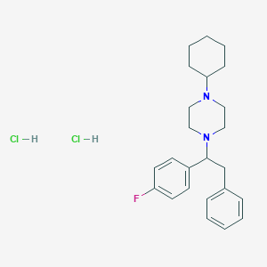 molecular formula C24H33Cl2FN2 B8100954 1-Cyclohexyl-4-(1-(4-fluorophenyl)-2-phenylethyl)piperazine,dihydrochloride 