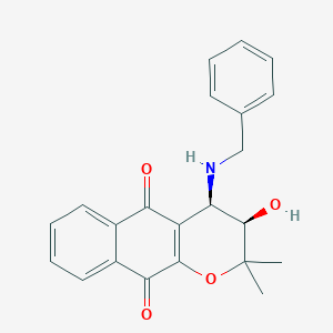 molecular formula C22H21NO4 B8100985 (3R,4R)-4-(benzylamino)-3-hydroxy-2,2-dimethyl-3,4-dihydrobenzo[g]chromene-5,10-dione 