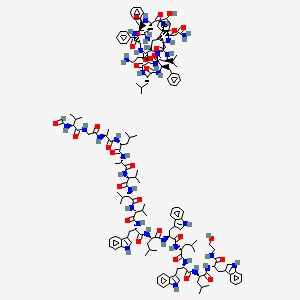 molecular formula C165H227N33O30 B8101010 For-Val-Gly-Ala-D-Leu-Ala-D-Val-Val-D-Val-Trp-D-Leu-Trp-D-Leu-Trp-D-Leu-Trp-Gly-ol.cyclo[Asn-Gln-Tyr-Val-Orn-Leu-D-Phe-Pro-Phe-D-Phe] 