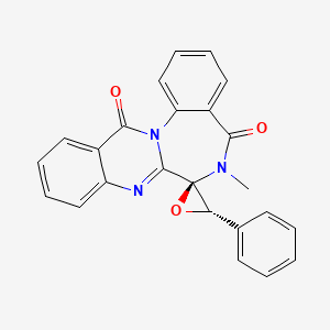 molecular formula C24H17N3O3 B8101022 Spiro[oxirane-2,7'(13'H)-quinazolino[3,2-a][1,4]benzodiazepine]-5',13'(6'H)-dione, 6'-methyl-3-phenyl-, (2R,3S)-rel-(+)-(9CI) 