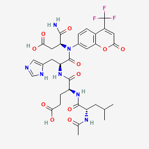 molecular formula C33H38F3N7O11 B8101025 L-alpha-Asparagine, N-acetyl-L-leucyl-L-alpha-glutamyl-L-histidyl-N-[2-oxo-4-(trifluoromethyl)-2H-1-benzopyran-7-yl]-(9CI) 