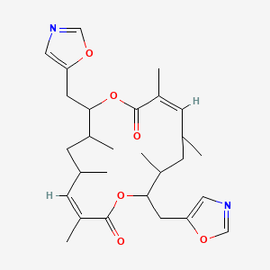 molecular formula C28H38N2O6 B8101103 (3Z,11Z)-3,5,7,11,13,15-hexamethyl-8,16-bis(1,3-oxazol-5-ylmethyl)-1,9-dioxacyclohexadeca-3,11-diene-2,10-dione 