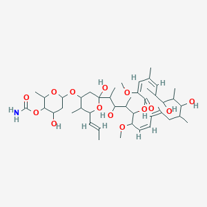 molecular formula C45H73NO14 B8101110 [6-[2-[4-[(4Z,6Z,14Z,16E)-10,12-dihydroxy-3,17-dimethoxy-7,9,11,13,15-pentamethyl-18-oxo-1-oxacyclooctadeca-4,6,14,16-tetraen-2-yl]-3-hydroxypentan-2-yl]-2-hydroxy-5-methyl-6-[(E)-prop-1-enyl]oxan-4-yl]oxy-4-hydroxy-2-methyloxan-3-yl] carbamate 