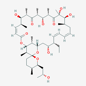 molecular formula C45H74O12 B8101340 (1R,4Z,5'S,6S,6'S,7R,8S,10R,11R,12S,14R,15S,16R,18Z,20Z,22S,23R,25S,27R,28S,29R)-22-ethyl-7,11,14,15,23-pentahydroxy-6'-[(2R)-2-hydroxypropyl]-5',6,8,10,12,14,16,28,29-nonamethylspiro[2,26-dioxabicyclo[23.3.1]nonacosa-4,18,20-triene-27,2'-oxane]-3,9,13-trione 
