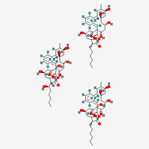 molecular formula C105H174O30 B8101347 (3R,4S,6S,8S,10R,12R,14R,16S,17Z,19Z,21Z,23Z,25Z,28R)-3-hexyl-4,6,8,10,12,14,16-heptahydroxy-17,28-dimethyl-1-oxacyclooctacosa-17,19,21,23,25-pentaen-2-one;(3R,4S,6S,8S,10R,12R,14R,16S,17Z,19Z,21Z,23Z,25Z,27S,28R)-3-hexyl-4,6,8,10,12,14,16,27-octahydroxy-17,28-dimethyl-1-oxacyclooctacosa-17,19,21,23,25-pentaen-2-one;(3R,4S,6S,8S,10R,12R,14R,16S,17Z,19Z,21Z,23Z,25Z,27S,28R)-4,6,8,10,12,14,16,27-octahydroxy-3-[(1R)-1-hydroxyhexyl]-17,28-dimethyl-1-oxacyclooctacosa-17,19,21,23,25-pentaen-2-one 